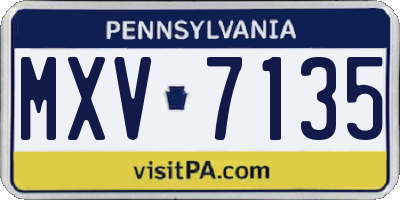PA license plate MXV7135