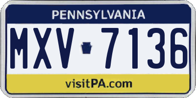 PA license plate MXV7136