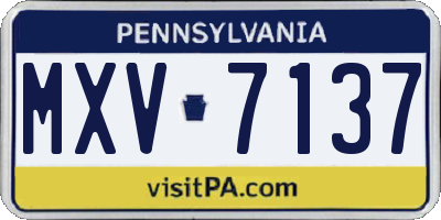 PA license plate MXV7137