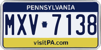 PA license plate MXV7138