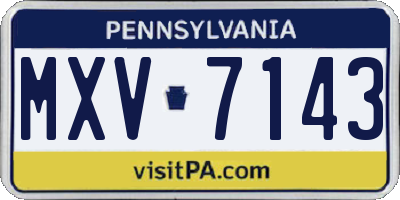 PA license plate MXV7143