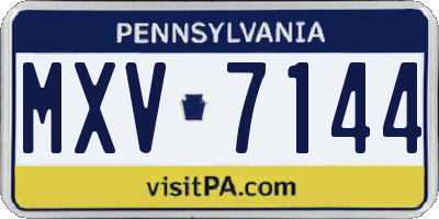 PA license plate MXV7144