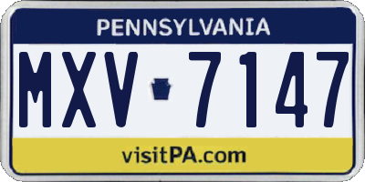 PA license plate MXV7147