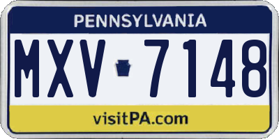 PA license plate MXV7148