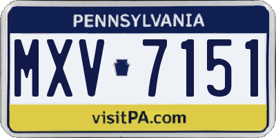 PA license plate MXV7151