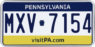 PA license plate MXV7154