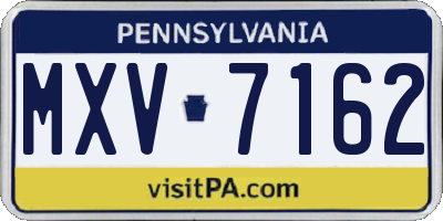PA license plate MXV7162