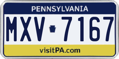 PA license plate MXV7167