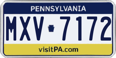 PA license plate MXV7172