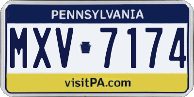 PA license plate MXV7174