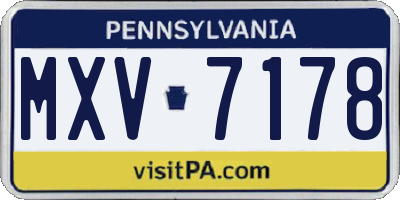 PA license plate MXV7178