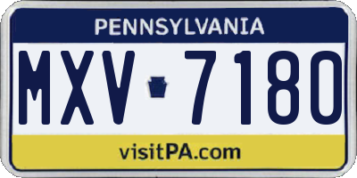 PA license plate MXV7180