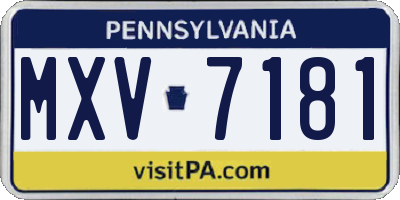 PA license plate MXV7181