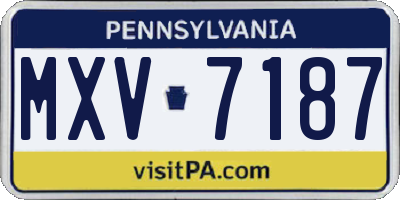 PA license plate MXV7187