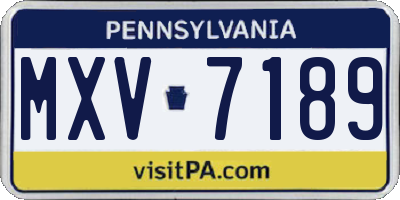 PA license plate MXV7189