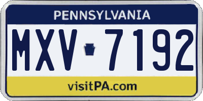PA license plate MXV7192
