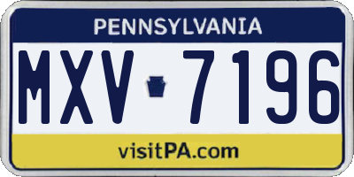 PA license plate MXV7196