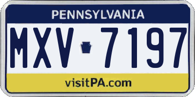 PA license plate MXV7197