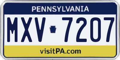 PA license plate MXV7207