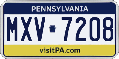 PA license plate MXV7208