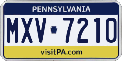 PA license plate MXV7210