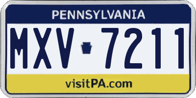PA license plate MXV7211