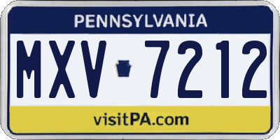 PA license plate MXV7212