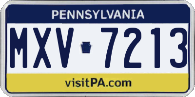 PA license plate MXV7213
