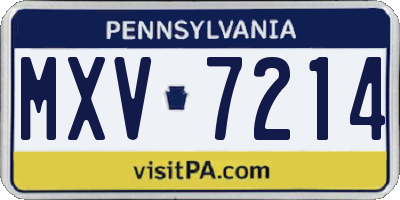 PA license plate MXV7214