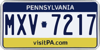 PA license plate MXV7217