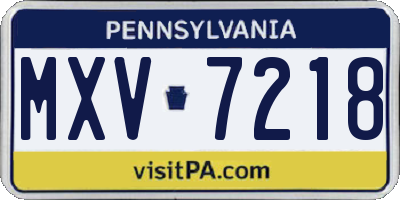 PA license plate MXV7218