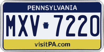 PA license plate MXV7220