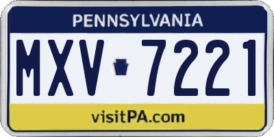 PA license plate MXV7221