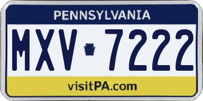 PA license plate MXV7222