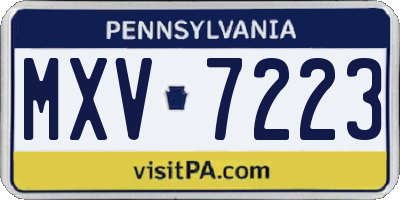 PA license plate MXV7223