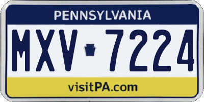 PA license plate MXV7224