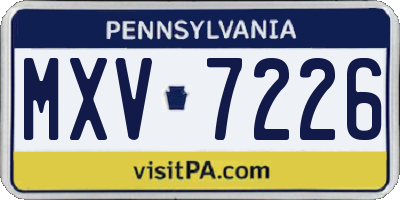 PA license plate MXV7226