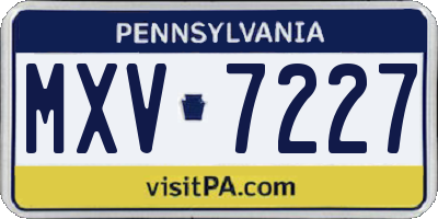 PA license plate MXV7227
