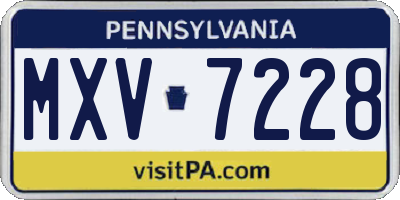 PA license plate MXV7228