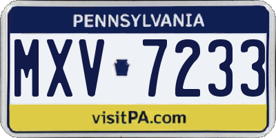 PA license plate MXV7233