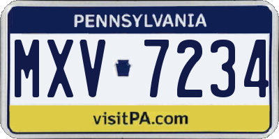 PA license plate MXV7234