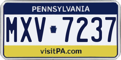 PA license plate MXV7237