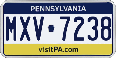 PA license plate MXV7238