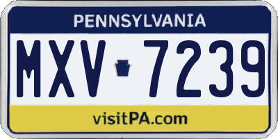 PA license plate MXV7239