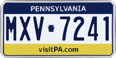 PA license plate MXV7241