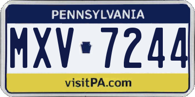 PA license plate MXV7244