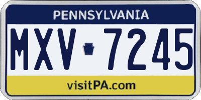 PA license plate MXV7245