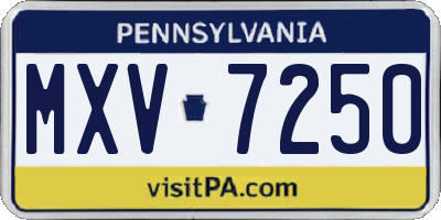 PA license plate MXV7250