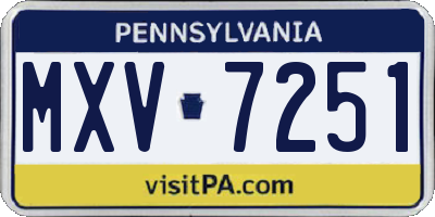 PA license plate MXV7251