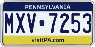 PA license plate MXV7253